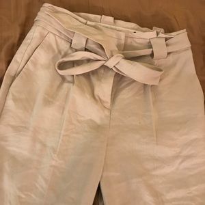 High waisted sash waist ankle pant